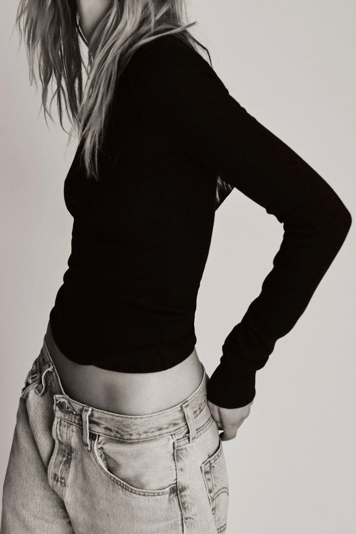 ETERNE Long Sleeve Fitted Top Black - Dale