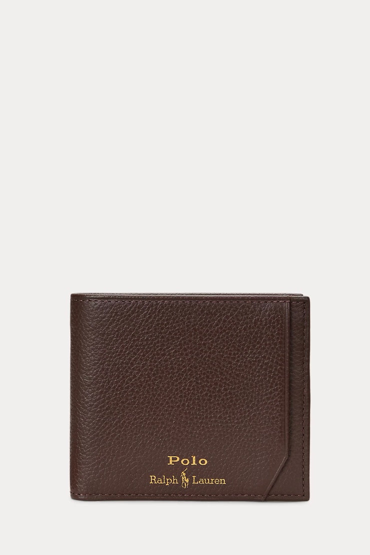 POLO RALPH LAUREN Pebbled Leather Wallet Dark Brown - Dale