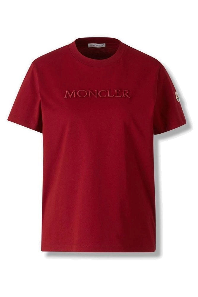 Embroidered Tonal Logo Cotton T-Shirt Red