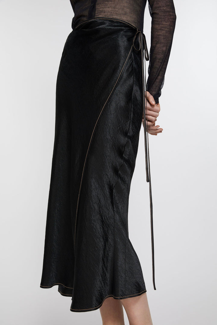 ACNE STUDIOS Fluid Satin Wrap Skirt - Dale