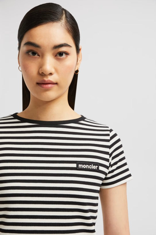 MONCLER Striped Cotton T-Shirt Blue/White Stripe - Dale