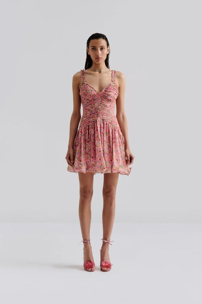 BY MALINA Lemonia Strappy Pleated Mini Dress - Dale