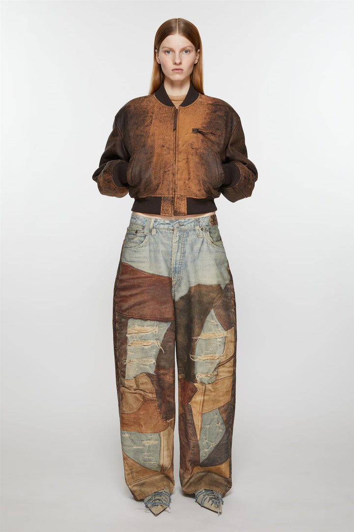 ACNE STUDIOS Leather Bomber Jacket Brown - Dale