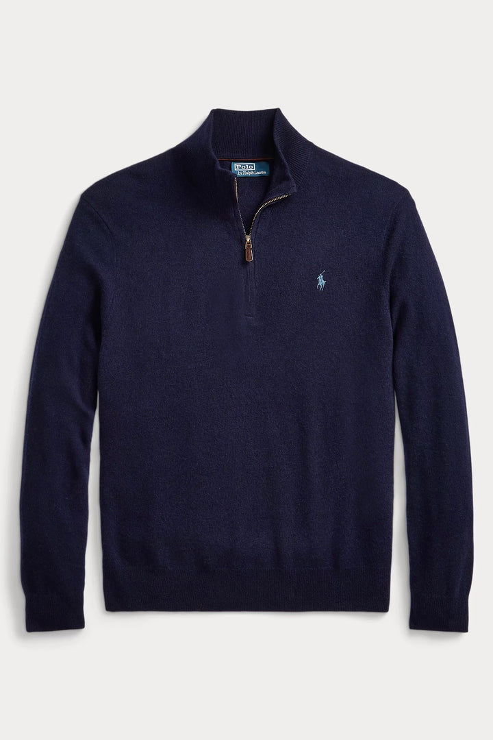 POLO RALPH LAUREN Wool Quarter-Zip Jumper Hunter Navy - Dale