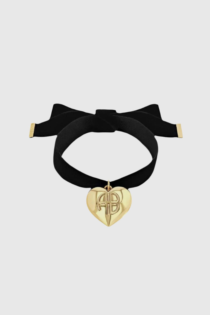 ANINE BING Chunky Heart Velvet Choker - Dale