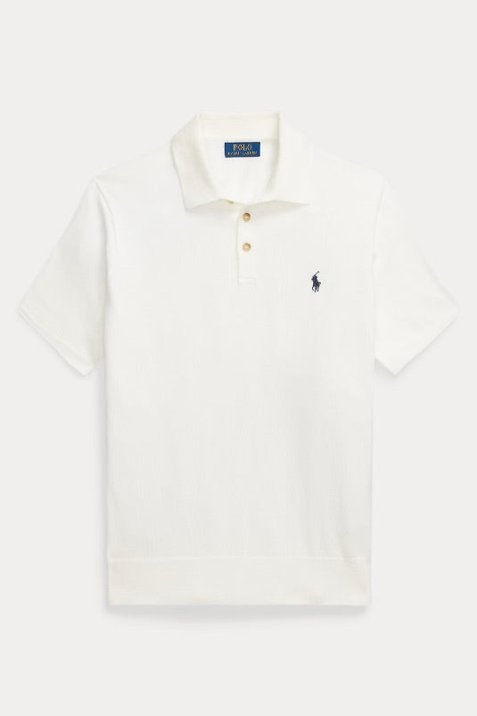 POLO RALPH LAUREN Cotton Polo-Collar Jumper Deckwash White - Dale