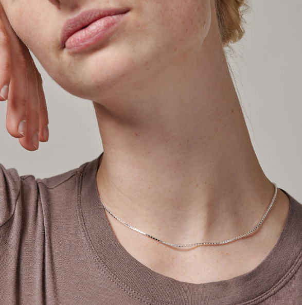 ENAMEL Box Chain Necklace Silver - Dale