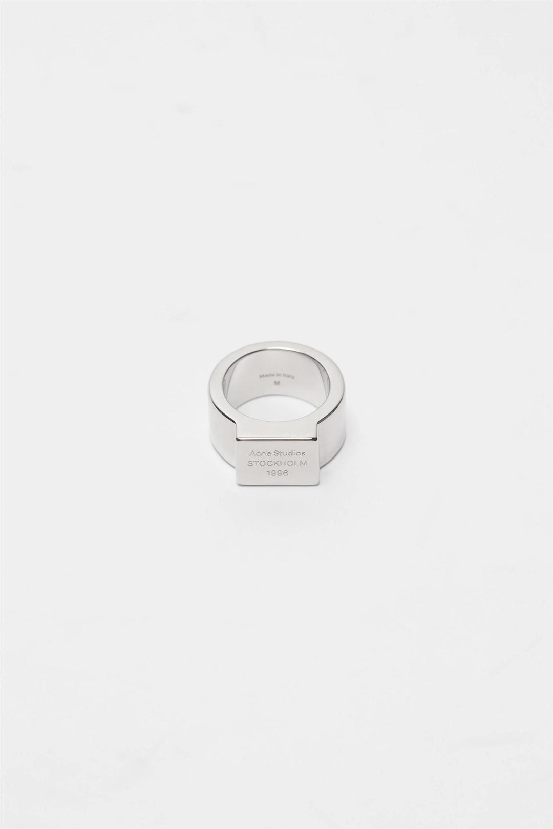 ACNE STUDIOS Logo Engraved Signet Ring Silver - Dale