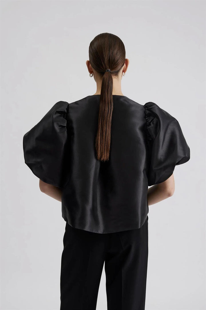 BY MALINA Cleo Pouf Sleeve Blouse Black - Dale