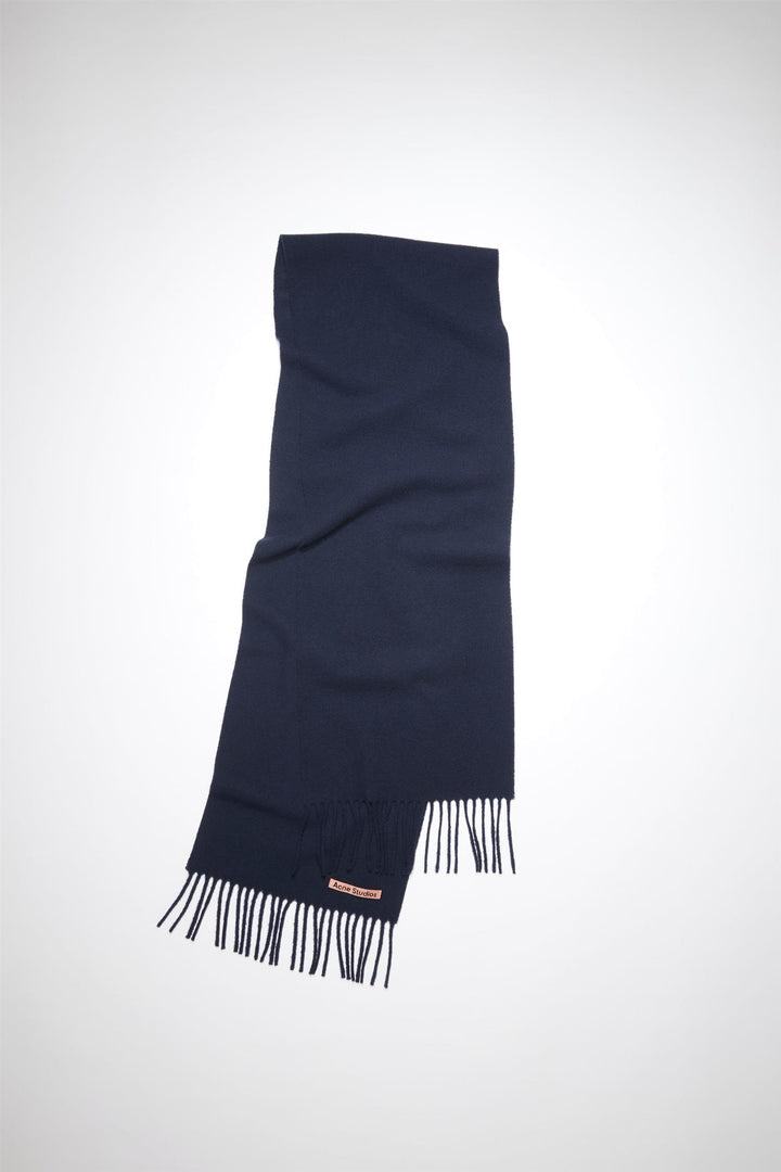 ACNE STUDIOS Fringe Wool Scarf Skinny Navy Blue - Dale