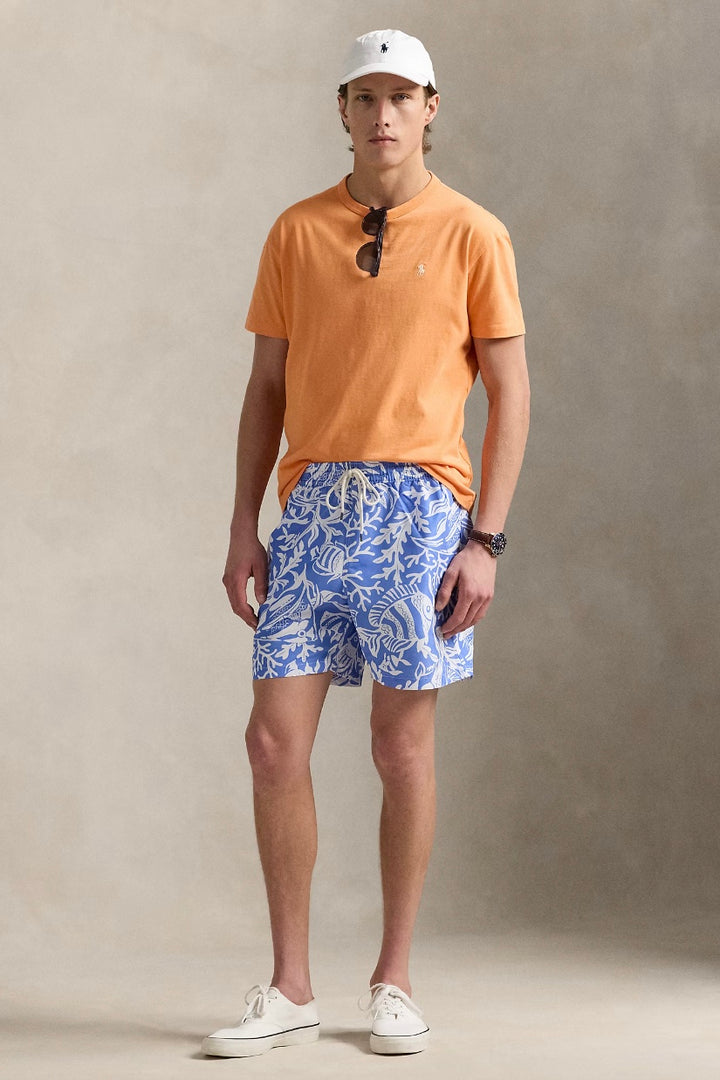 POLO RALPH LAUREN Traveler Classic Swim Trunk Fish Coral Light Blue - Dale