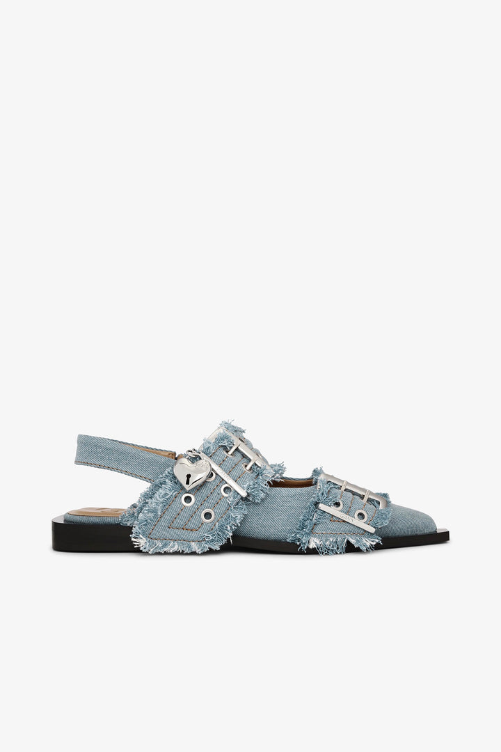 GANNI Feminine Buckle Ballerina Charms Denim - Dale