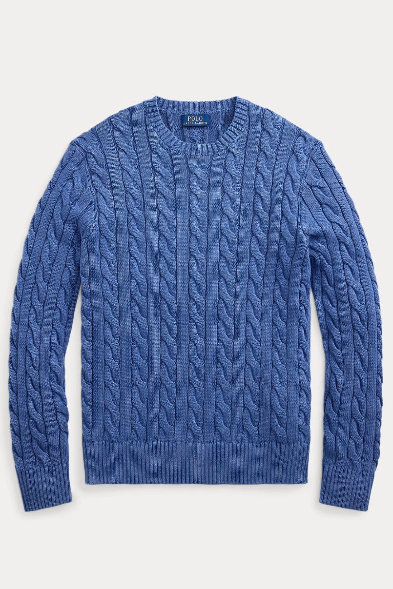 POLO RALPH LAUREN Cable-Knit Mineral-Dyed Cotton Sweater Navy - Dale
