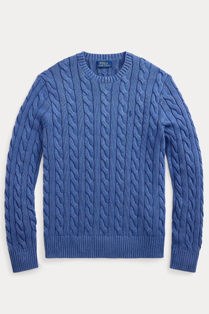 POLO RALPH LAUREN Cable-Knit Mineral-Dyed Cotton Sweater Navy - Dale