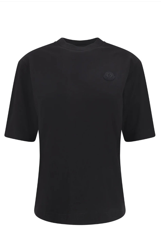 MONCLER | Silicone Logo Patch Cotton T-Shirt Black | Dale