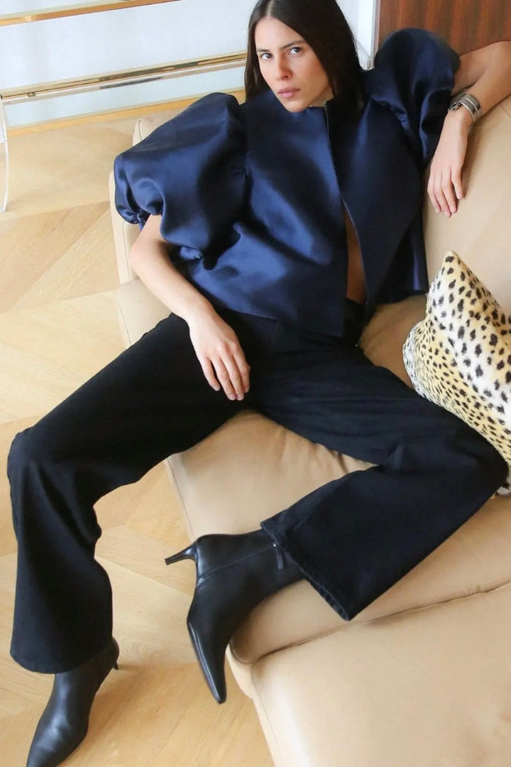 BY MALINA Cleo Pouf Sleeve Blouse Dark Blue - Dale
