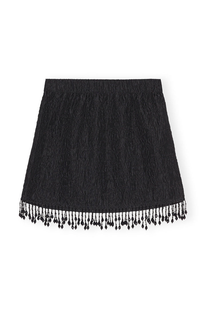GANNI Jacquard Organza Bead Fringe Mini Skirt - Dale