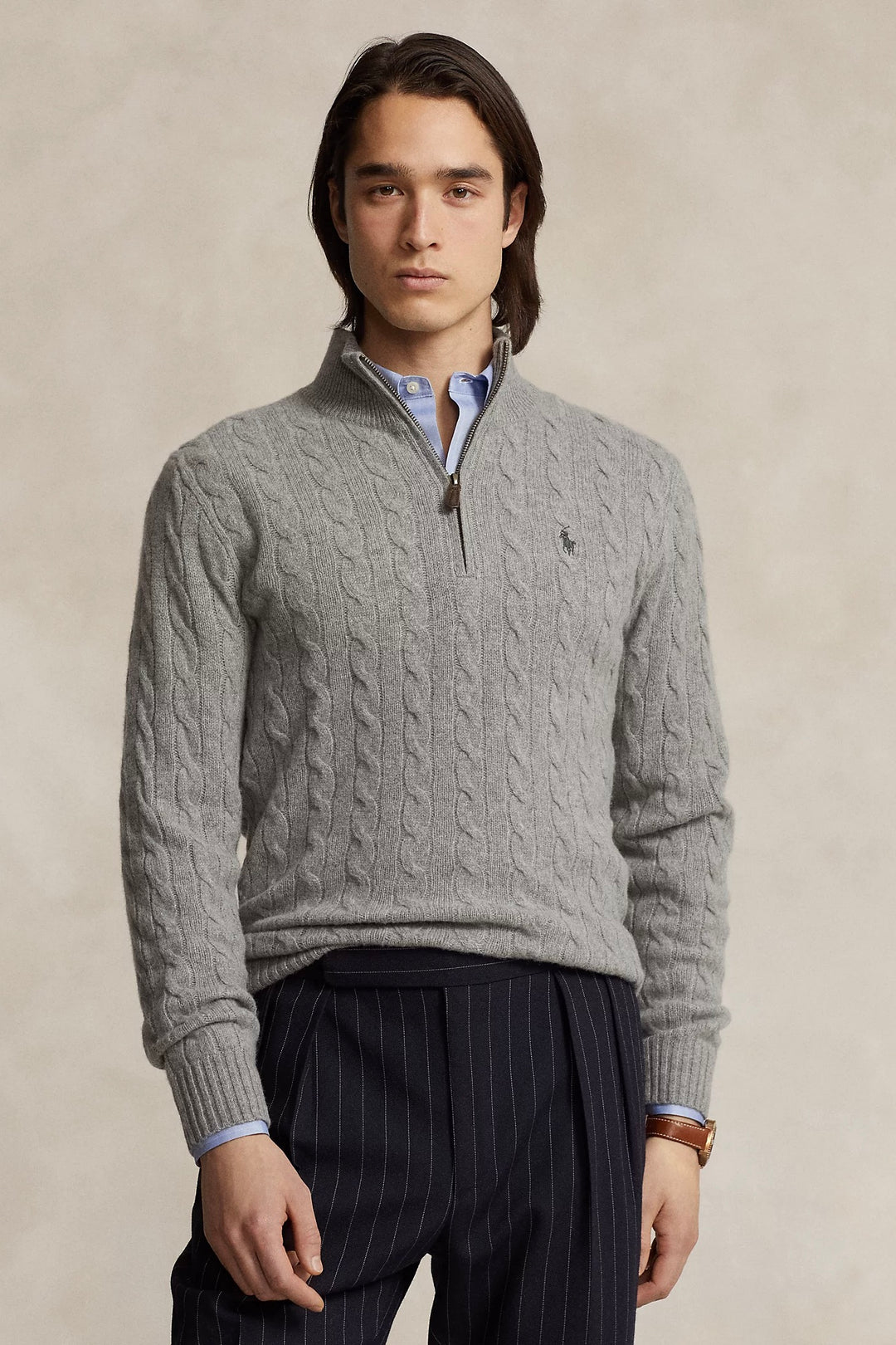 POLO RALPH LAUREN Cable-Knit Wool-Cashmere Jumper Fawn Grey Heather - Dale
