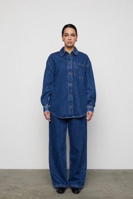 CAMILLA PIHL DENIM Alex Shirt Washed Dark Blue - Dale