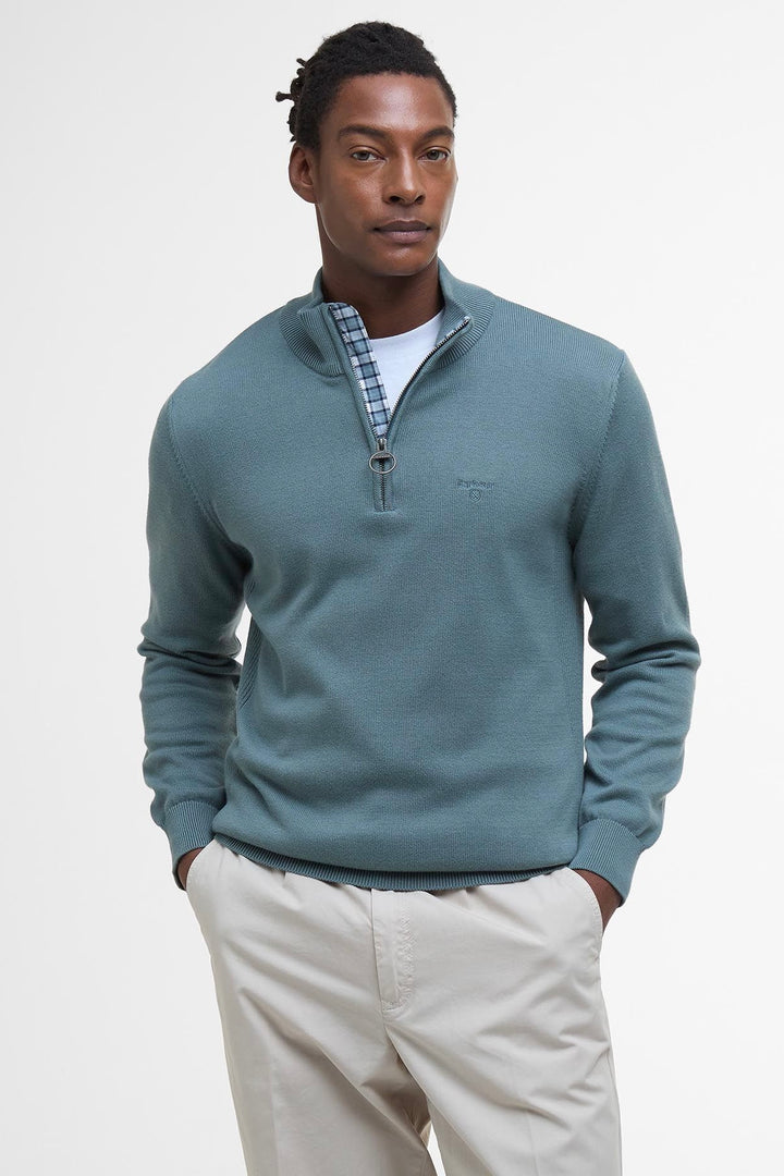 BARBOUR Cotton Half-Zip Vintage Teal - Dale