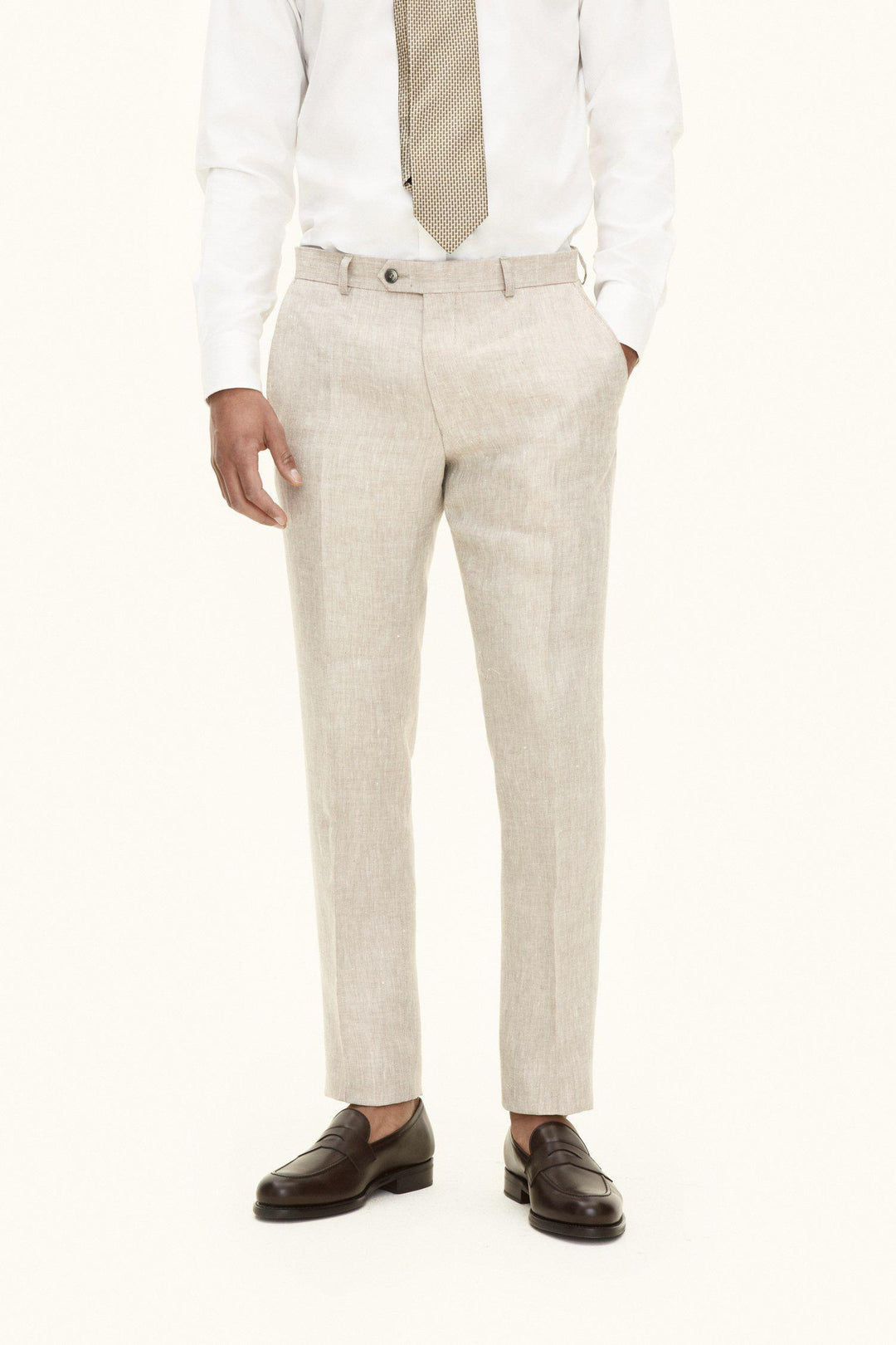 OSCAR JACOBSON Denz Linen Trousers Trench Beige - Dale