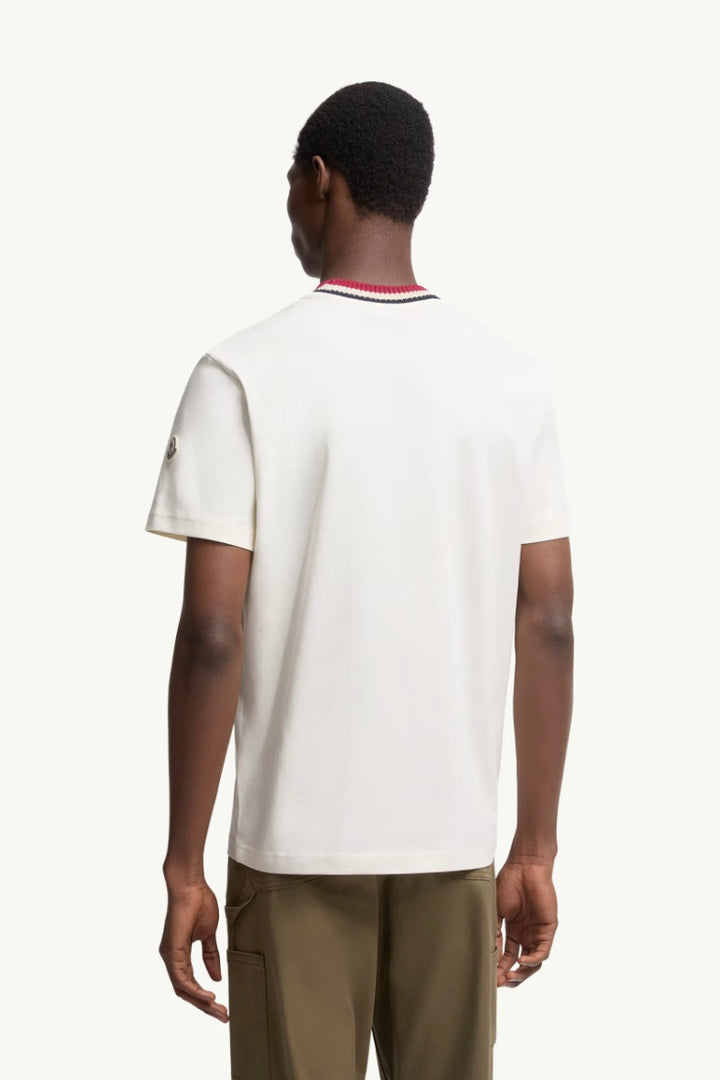 MONCLER Embroidered Logo Cotton T-Shirt Natural - Dale