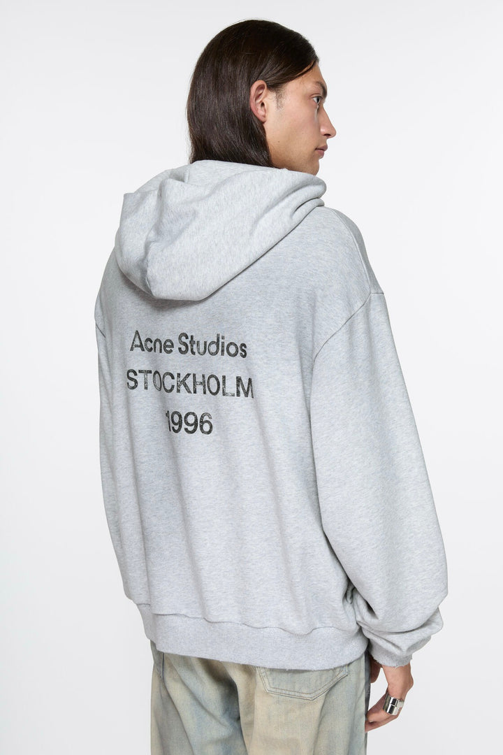 ACNE STUDIOS Logo Hooded Sweater Pale Grey Melange - Dale