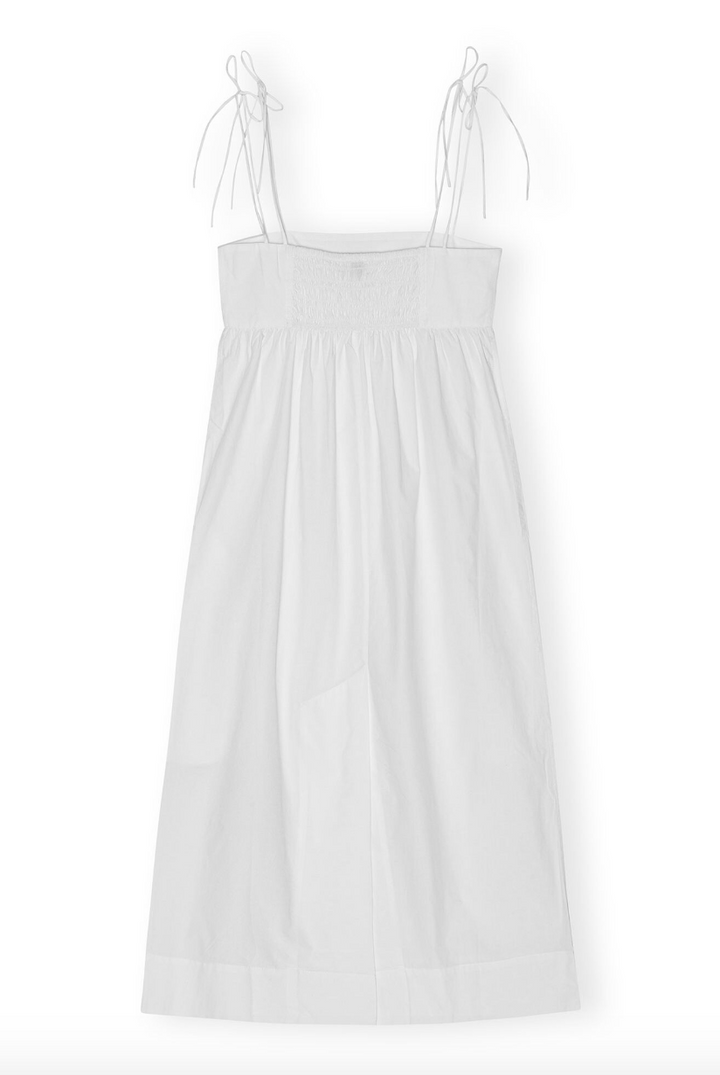 GANNI Cotton Poplin String Midi Dress - Bright White - Dale