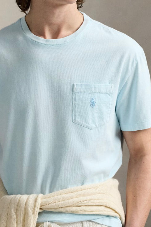 POLO RALPH LAUREN Custom Slim Mineral-Dyed Pocket T-Shirt Sky - Dale