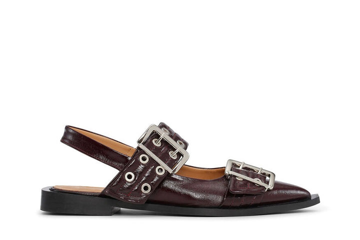 GANNI Feminine Buckle Ballerina Burgundy - Dale