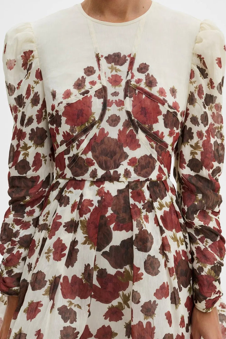 BY MALINA Leoni Silk Blend Mini Dress Wine Peony - Dale