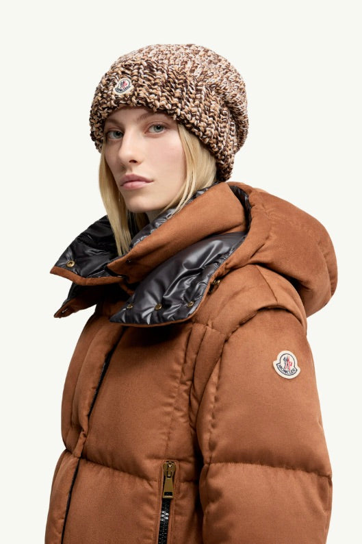 MONCLER Mouliné Wool Blend Beanie Medium Brown - Dale