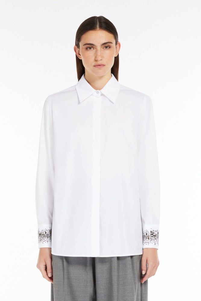 MAX MARA Queva Cotton Poplin Shirt Optical White - Dale