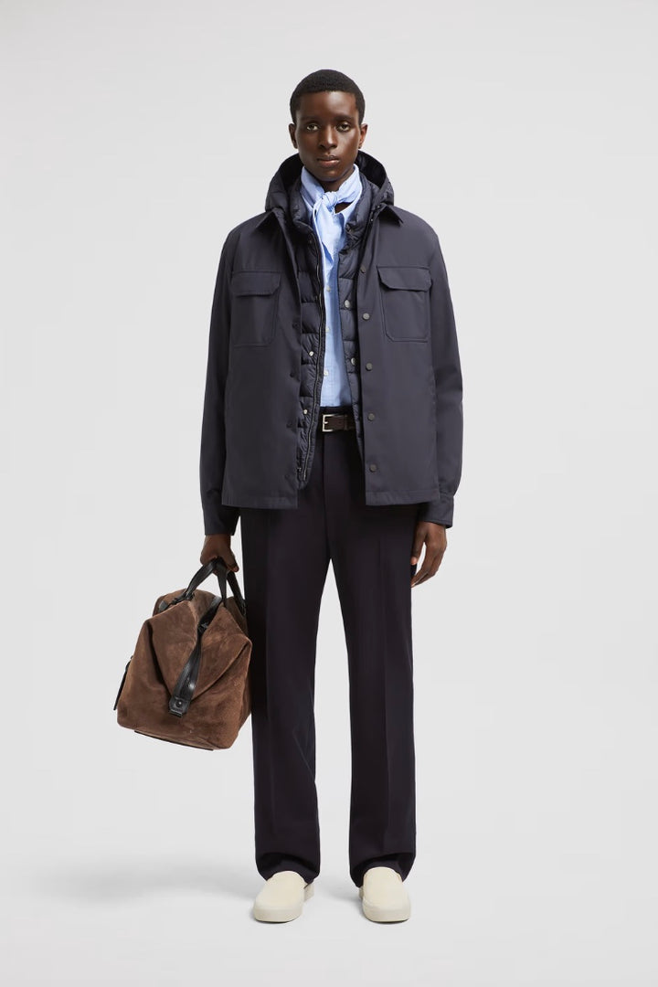 MONCLER Wool Gabardine Tailored Trousers Dark Blue - Dale