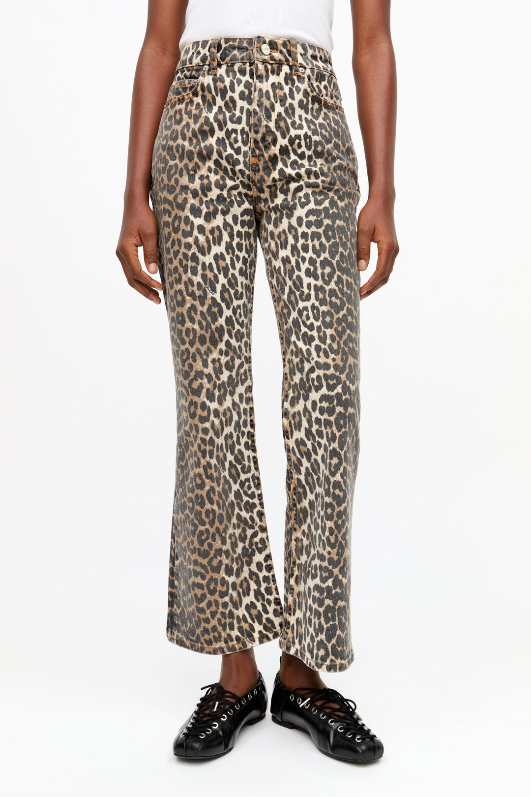 GANNI Print Denim Betzy Cropped - Dale