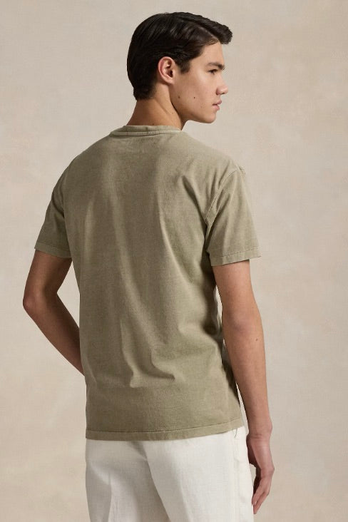 POLO RALPH LAUREN Custom Slim Mineral-Dyed Pocket T-Shirt New Olive - Dale