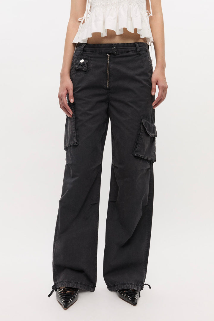 GANNI Washed Twill Trousers Phantom - Dale