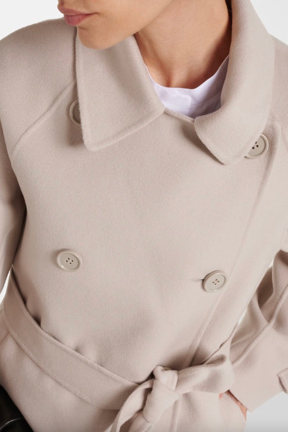 MAX MARA Louis Short Wool Trench Coat Ecru - Dale