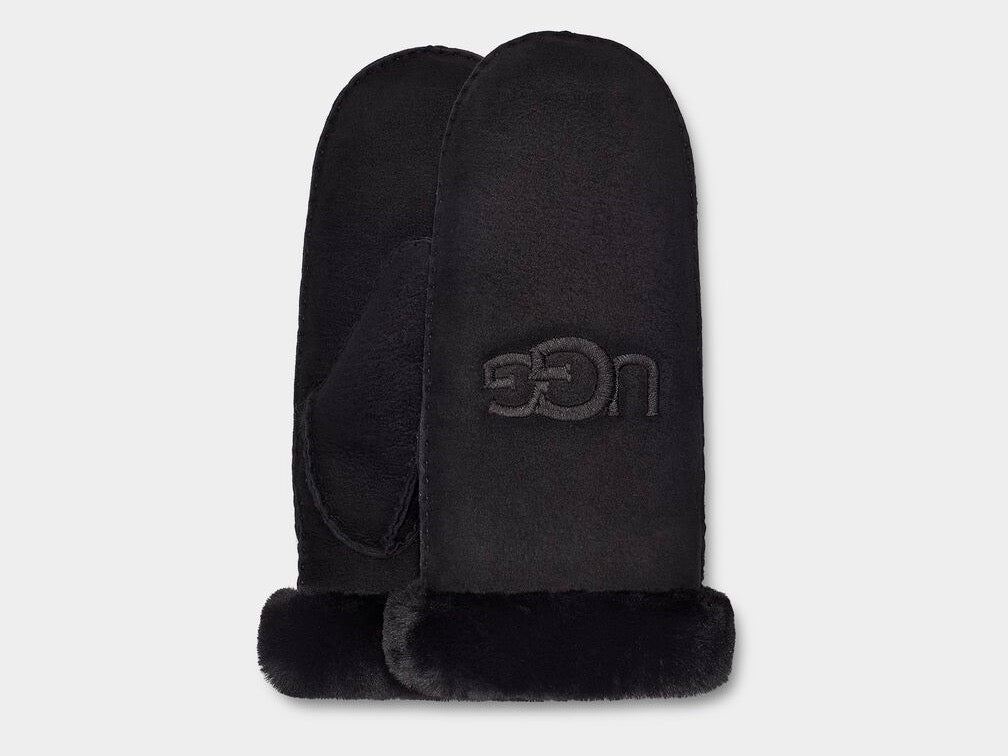 UGG W Shearling Sheepskin Embroidered Mitten Black - Dale