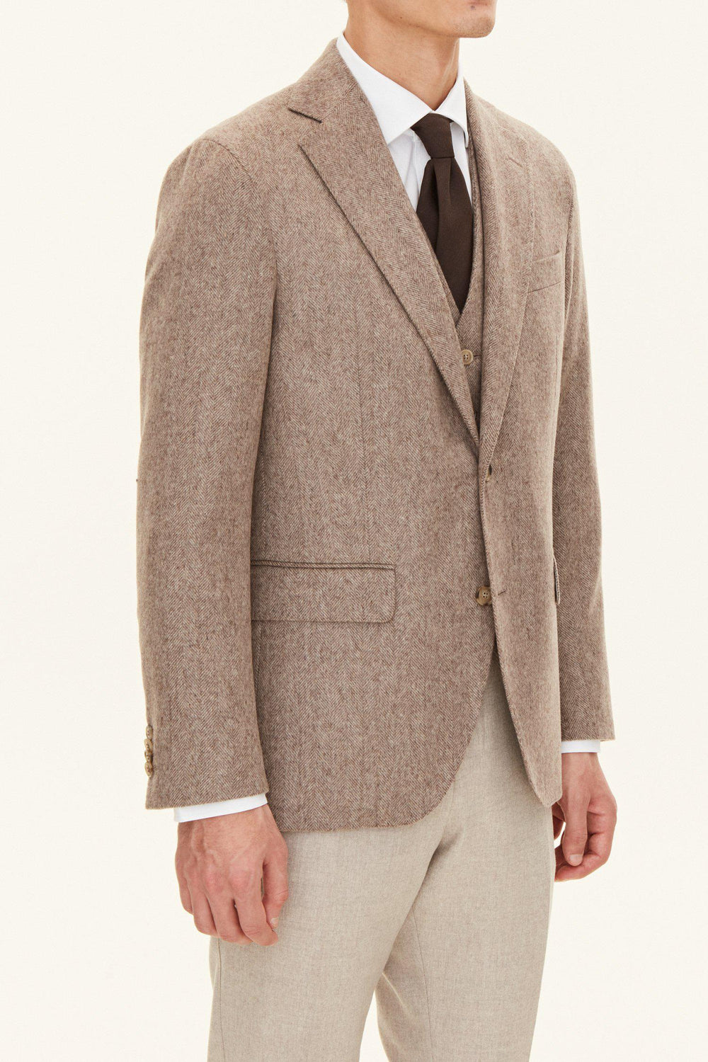 OSCAR JACOBSON Fogerty Herringbone Blazer Beige Pine - Dale