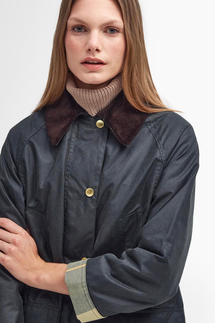 Barbour Long Beadnell Waxed Jacket Sage