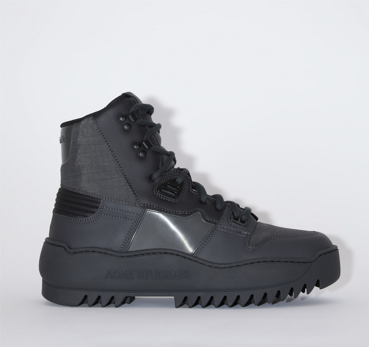 ACNE STUDIOS Leather Lace-Up Ankle Sneakers Multi Anthracite - Dale