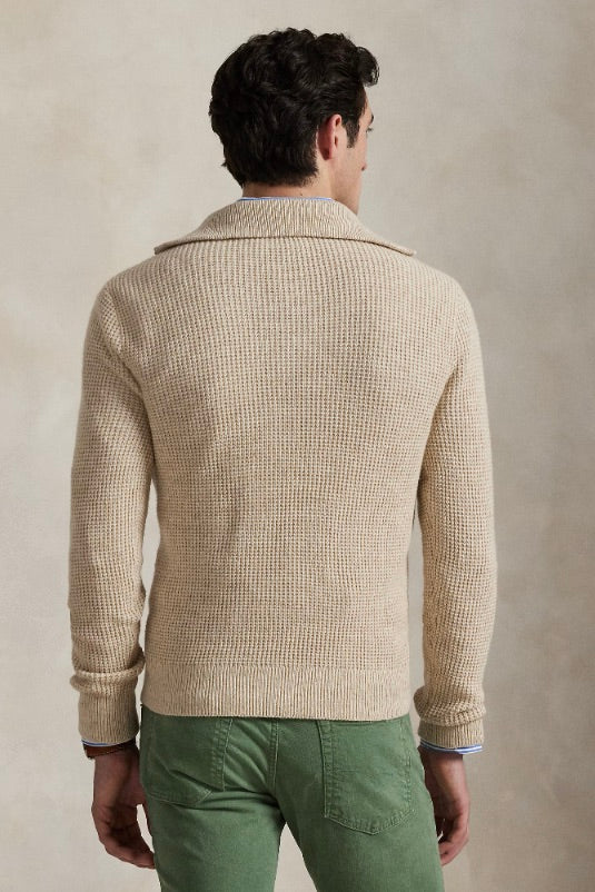 POLO RALPH LAUREN Waffle Wool-Cotton Quarter-Zip Jumper - Dale
