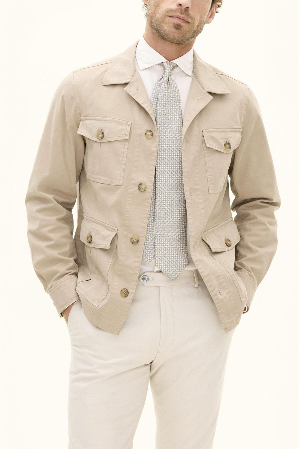 OSCAR JACOBSON Safari Shirt Jacket Dusty Beige - Dale