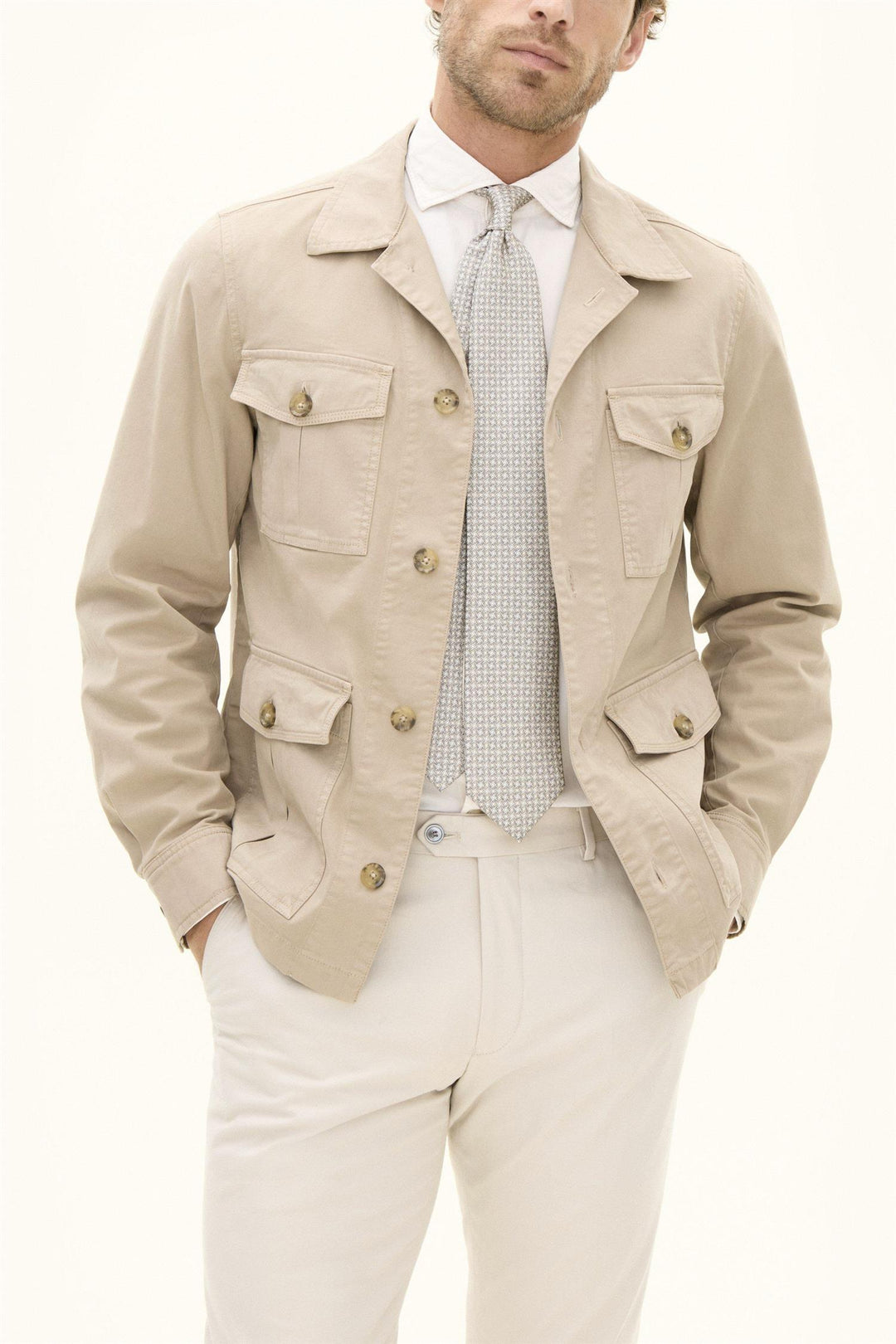 OSCAR JACOBSON Safari Shirt Jacket Dusty Beige - Dale