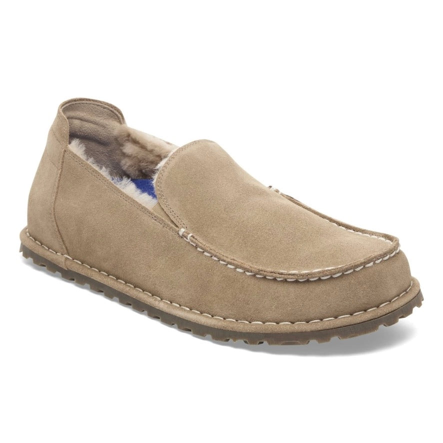 BIRKENSTOCK Utti Shearling Suede Leather Taupe Dame - Dale