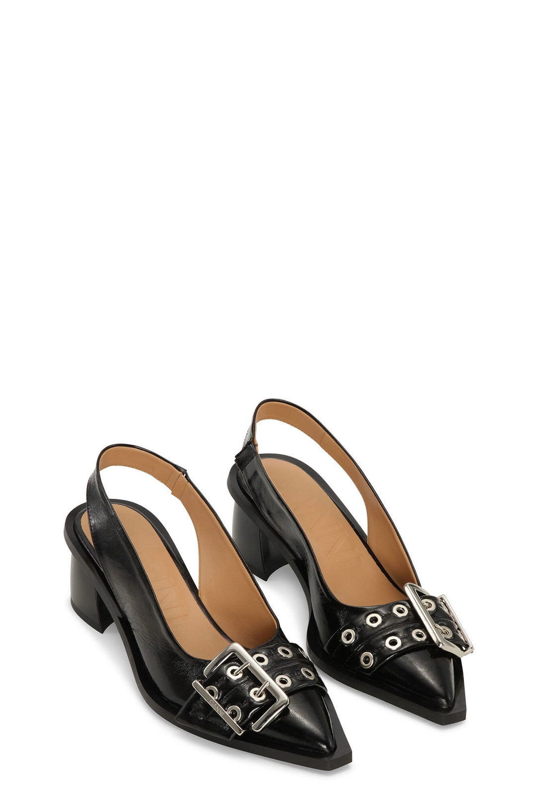 GANNI Feminine Buckle Slingback Pump Naplack Black - Dale
