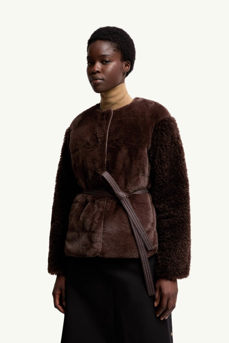 MONCLER Jouillat Teddy Short Down Jacket Taupe - Dale