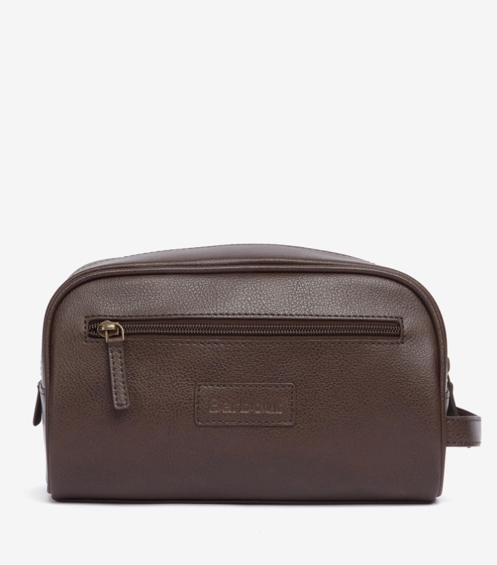 BARBOUR Leather Washbag Dark Brown - Dale