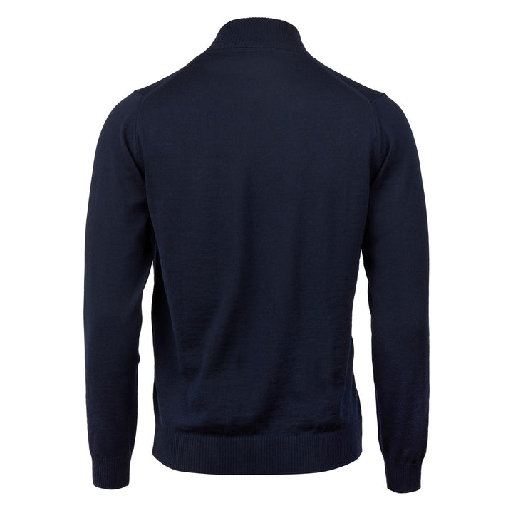 Merino Wool Zip Cardigan Navy